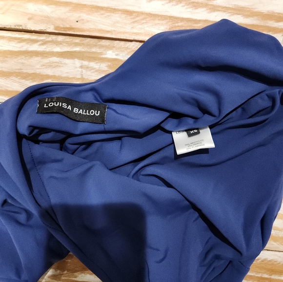 NEW Louisa Ballou Plunge One Shoulder one‎ Piece Asymmetric Swimsuit Blue XS - Picture 6 of 6